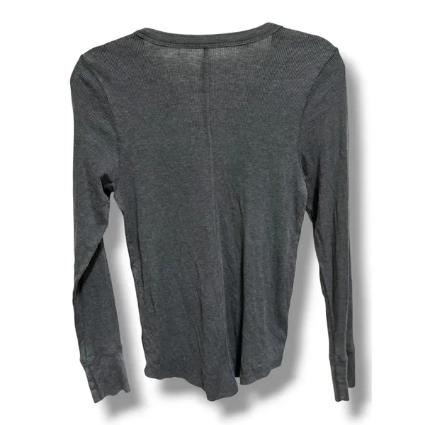 Aerie Womens Charcoal Gray Ribbed‎ Henley Long Sleeve Top Size Medium Slim Fit - Image 2