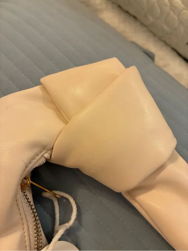 Melie Bianco Brand Soft Knot-Handle Shoulder Bag in Cream - Image 11