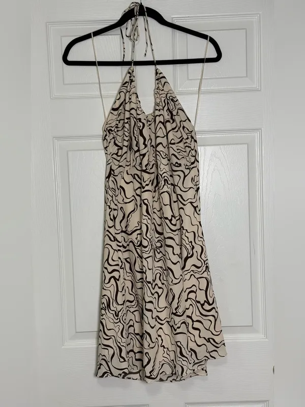 Abercrombie & Fitch Halter Ruched Abstract Print Mini Dress Size XL - Image 5