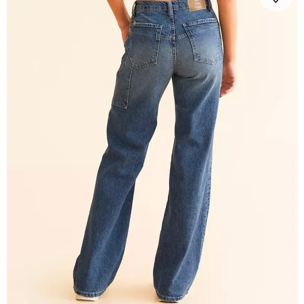 We The Free Tinsley Baggy High Rise Wide Leg Jeans Size 26 Raw Hem, OB1588873 - Image 15