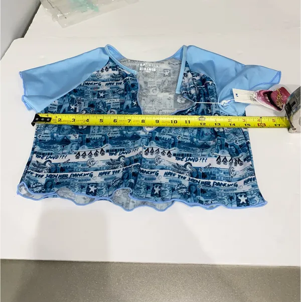 Frankie's Bikinis Blue Tiare Shine Crop Top Size L - Image 4