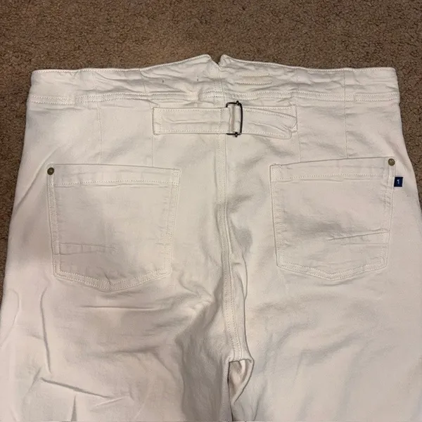 Anthropologie Pilcro Kit High Rise Wide Leg Buckle Trouser Pant Cream Pant 32 - Image 7
