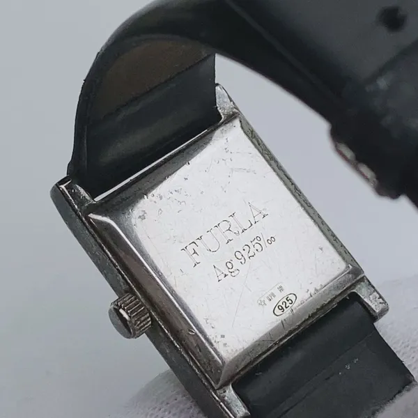 FURLA 925 Sterling Silver Black‎ Leather Watch - Image 2
