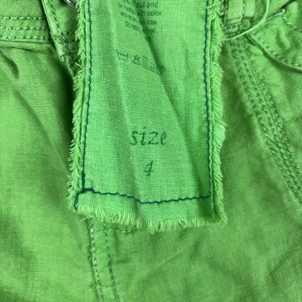 WORN Linen Blend Capri Pants Womens 4 Green Twill Cuffed Pockets Lightweight - Image 9