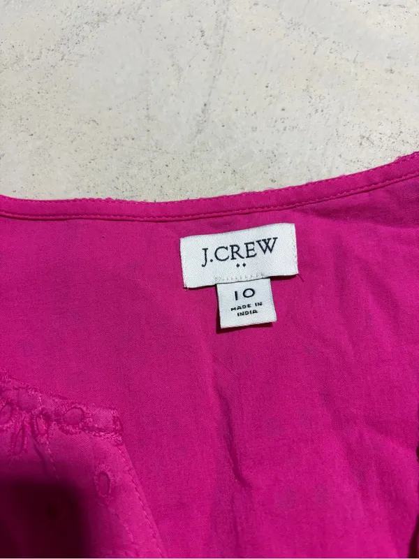 J. Crew women’s Fuchsia pink Eyelet Dress with Puff Sleeves 10 - Image 11