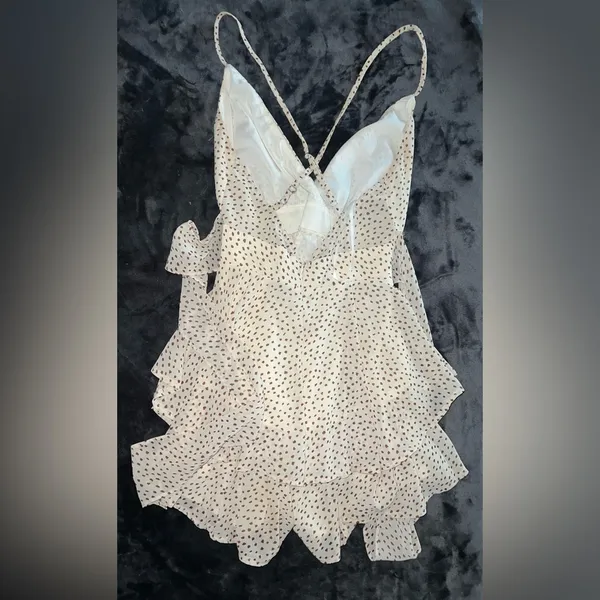 Princess Polly The Keilan Wrap Romper in Beige Size 4 - Image 9