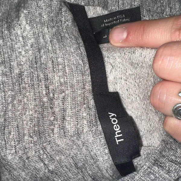 Theory gray full zip L elevated basics minimalist luxe hoodie - Image 3
