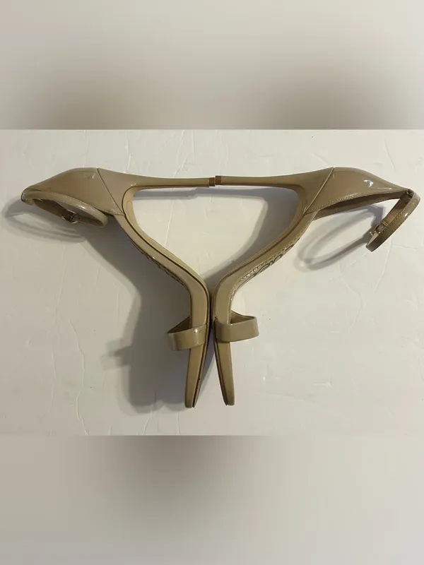 Sam Edelman Beige Patent Ankle-Strap Heels - Image 4