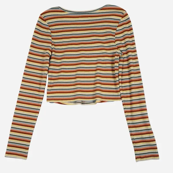 Sisstr Evolution Line Up Long Sleeve Knit Top Womens M Striped Cropped Shirt New - Image 3