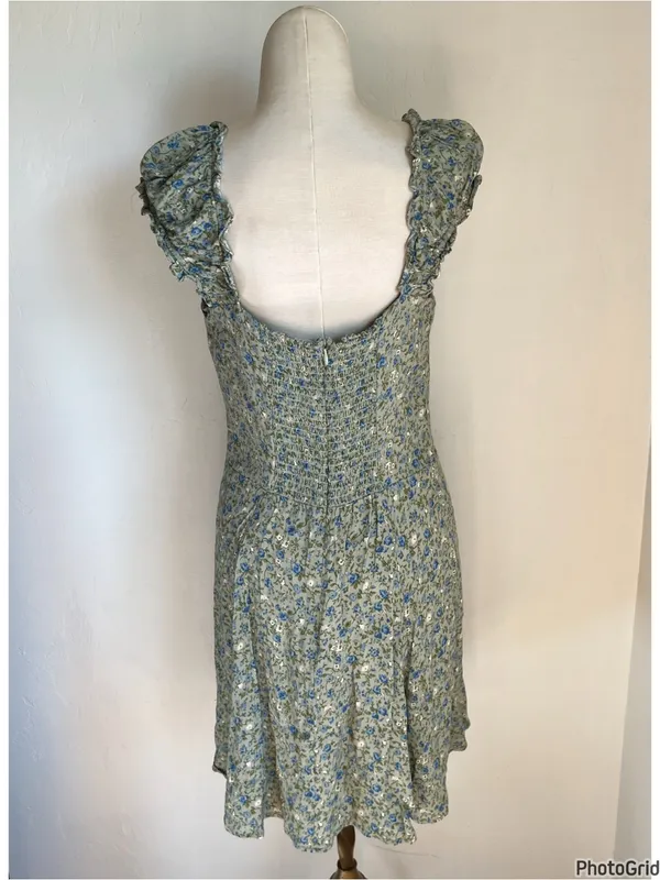 Reformation Pacey Green Floral Dress Size 10 - Image 4