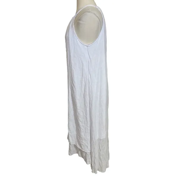 Beachy Airy Coastal White Halter Neck High Low Pull Over Dress - Image 4