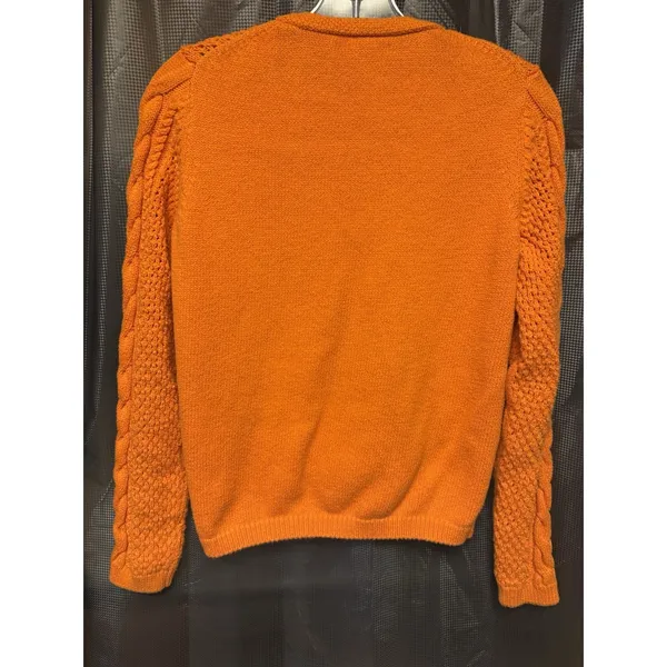 Vintage Liz Claiborne Vibrant Orange Cable Knit Button Front 90s Y2K SZ M Retro - Image 10