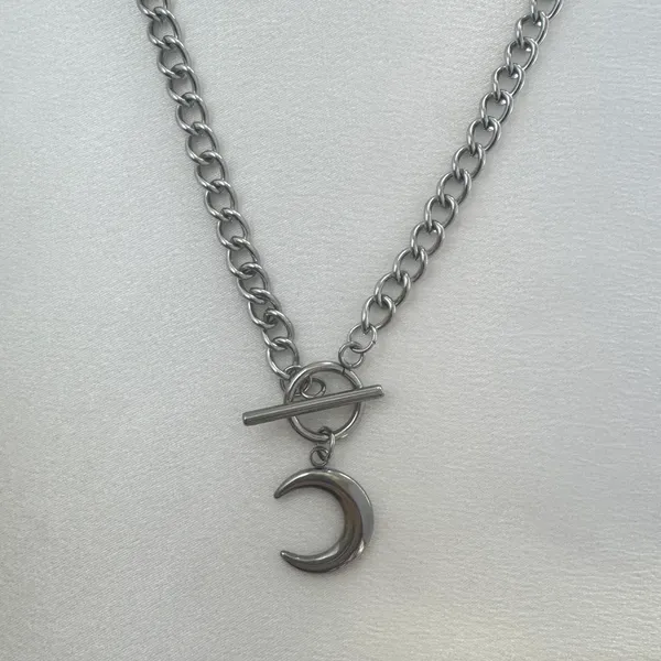 Moon Pendant Necklace for Men Women Streetwear Punk Hip Hop Unisex Style - Image 2