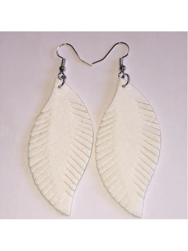 Chic Yellow Fabric Leaf Earrings - Image 4