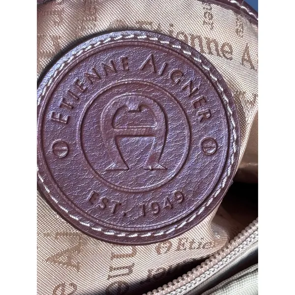 Vintage Etienne Aigner Beige Canvas Leather Shoulder Bag Classic Neutral Purse‎ - Image 11