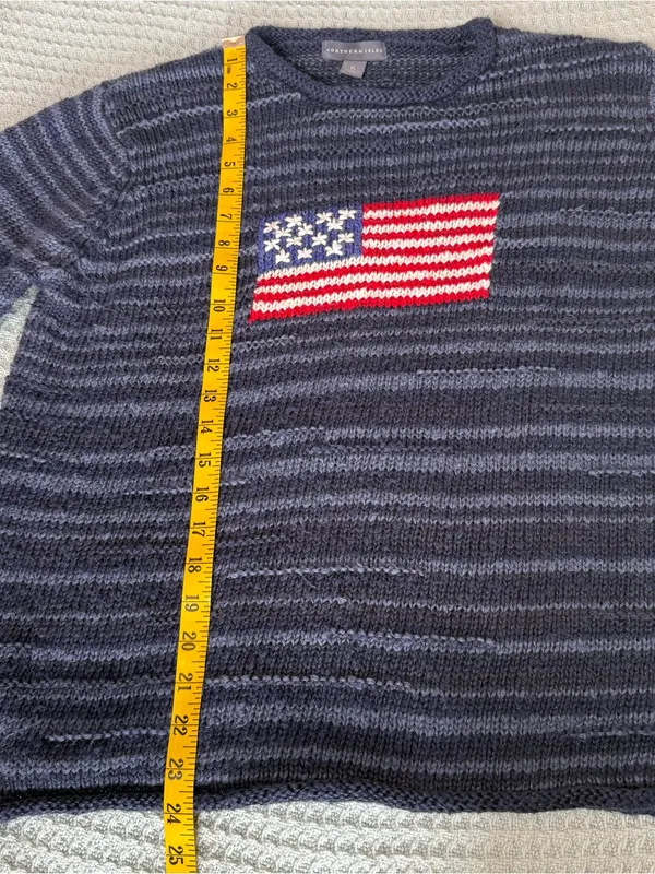 Vintage Y2K Northern Isles Roll Neck American Flag Sweater Womens XL Navy USA - Image 9