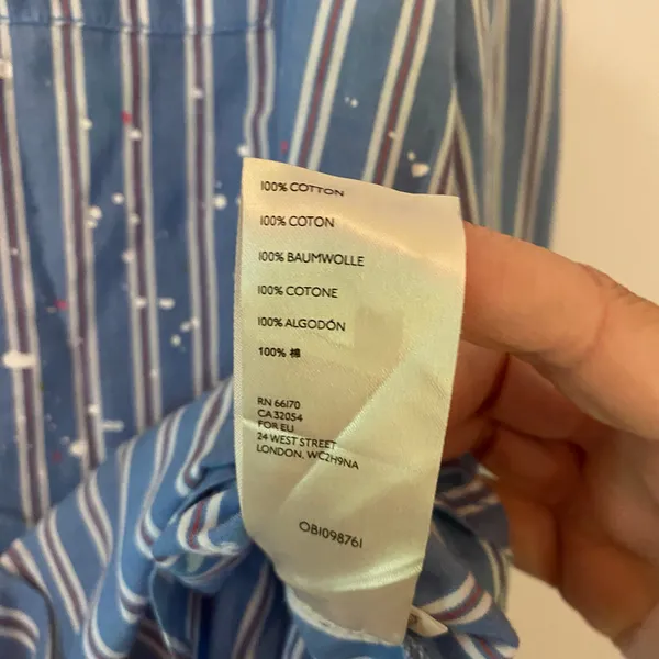 Pilcro Anthropologie Blue Stripe Button Down Shirt Preppy Oversized XS / Small - Image 10