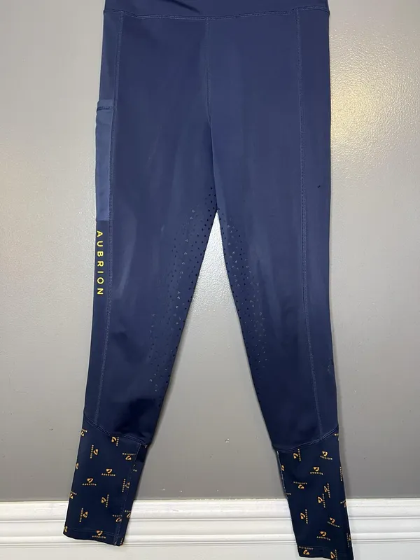 Aubrion Leggings Womens Small Blue Riding Ankle Silicone Grip Pockets Equestrian - Image 2