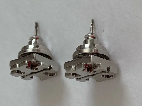 Tory Burch Silver Logo Stud Earrings Never Worn - Image 3
