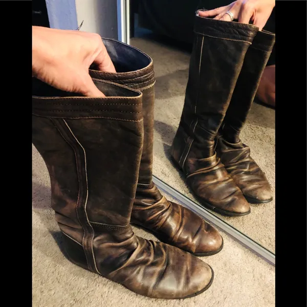VINTAGE, RARE, leather,distressed boots, brown sz8.5 - Image 6