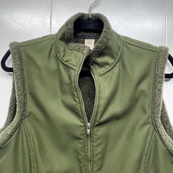 Prana Gorpcore Streetwear Hiking Sherpa Lined Camo Green Womens Vest Sz Medium - Image 6
