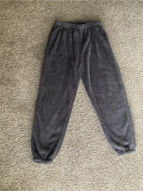 Women’s XL Dark Gray Plush Fleece Lounge Jogger Pants Soft Cozy Relaxed Fit - Image 2