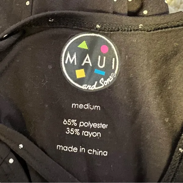 Maui and Sons Black Polka Dot Geometric Graphic Racerback Shark Tank Top Medium - Image 5