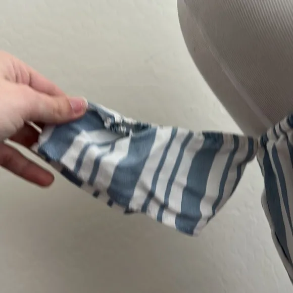 5/$30 🎈 Kimchi blue XS blue‎ and white stripe off shoulder romper - Image 4
