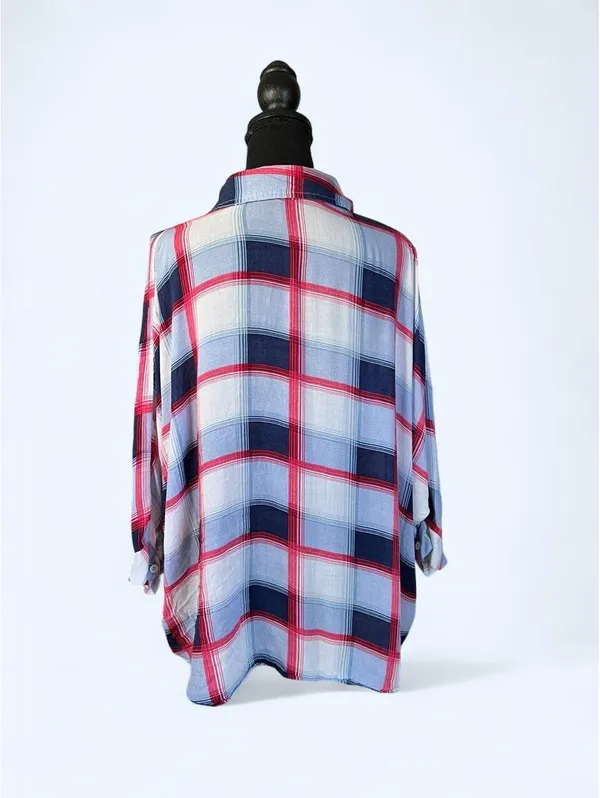 Vintage Y2K Coastal Old Money Boyfriend Oversized Batwing Flannel Size One Size - Image 4