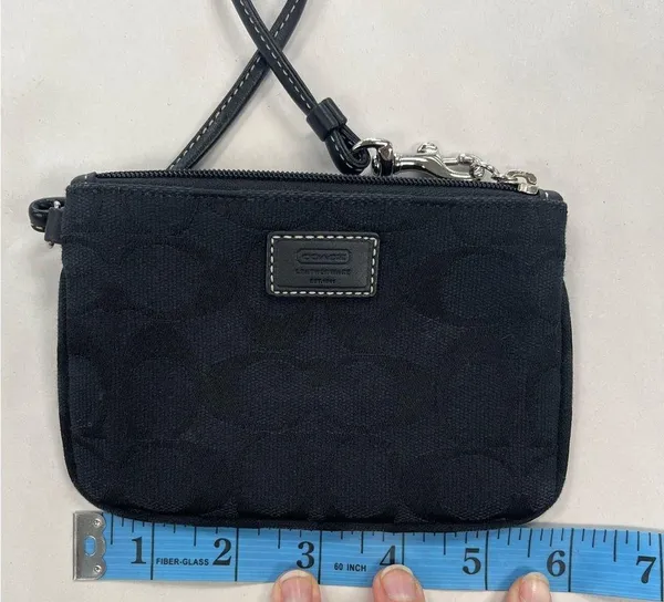Coach Signature Jacquard Black Wristlet Wallet Purse - Image 9