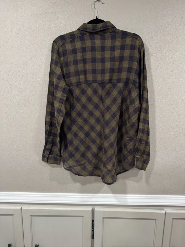 Free People Lace Up Plaid Button Up Shirt - Image 7