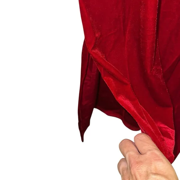 SHEIN Red Velvet Wrap Midi Dress Long Sleeve Holiday Party Large‎ - Image 3