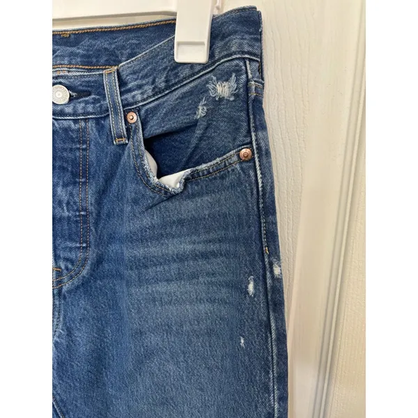 Levi’s Women's 501 Medium Wash Jeans Button Fly 27X28 Classic Straight - Image 5