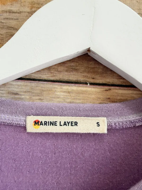 Marine Layer Tee Women’s Size Small Purple Stripe Double Knit Henley NWOT - Image 4