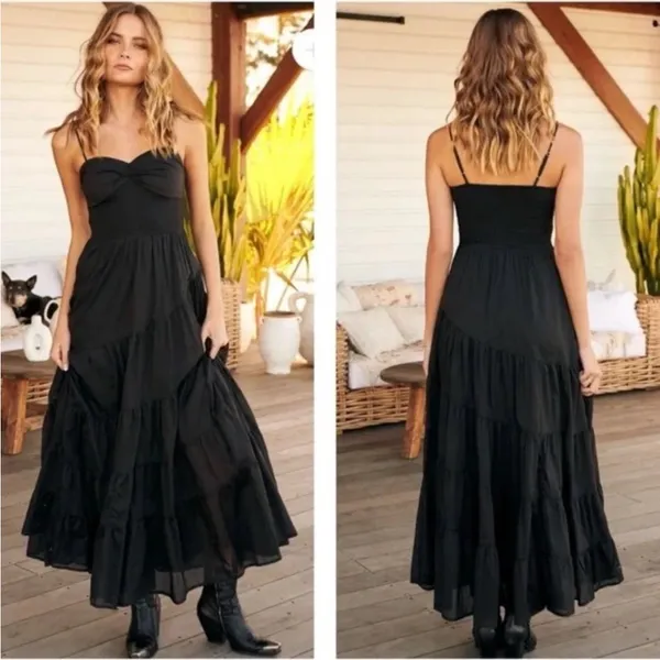Free People Sundrenched Solid Maxi Dress in Black Size XS - Image 3