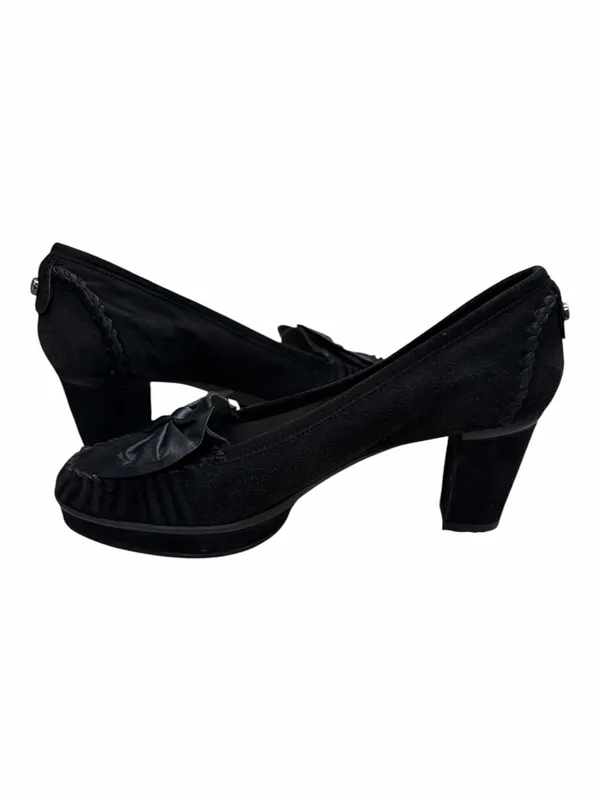 Stuart Weitzman Black Suede Bow Loafer Pumps - Image 5