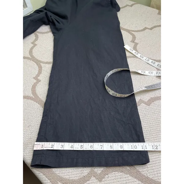 Lucy & Yak Black Linen Blend Jumpsuit Size 2 Wide Leg Cropped Drawstring Waist - Image 13