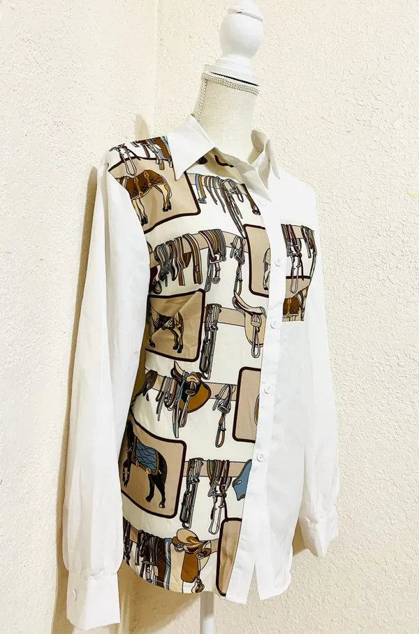 Equestrian Blouse White Size XL - Image 2