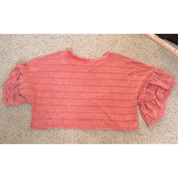 Roxy Coral Cropped Ruffle Sleeve Knit Top‎ Medium Boho Beach - Image 5
