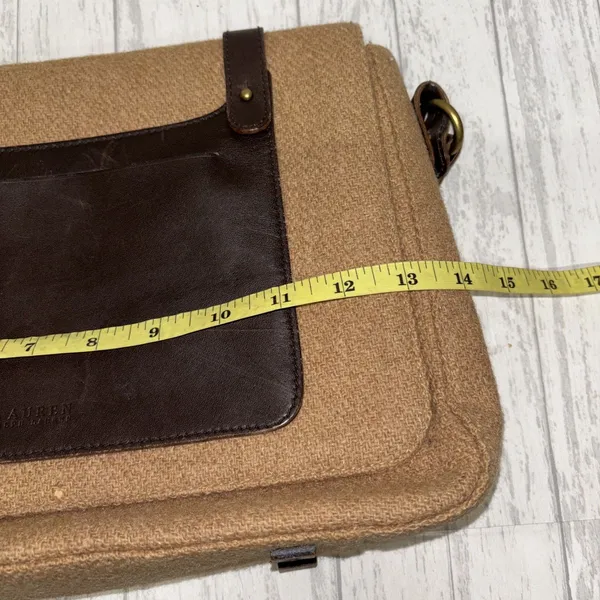 Womens Lauren By Ralph Lauren Vintage Leather Wool Messenger Bag - Image 9
