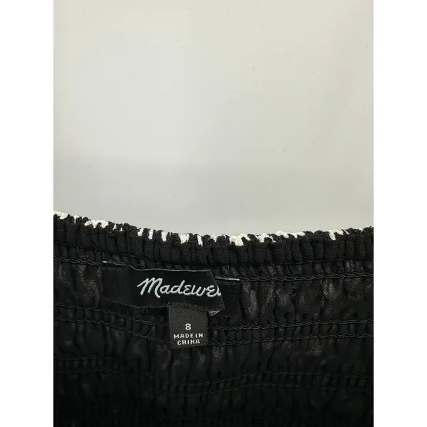 Madewell Black White Abstract Petal Smocked Tie Strap Midi Dress 8 Cottagecore - Image 7