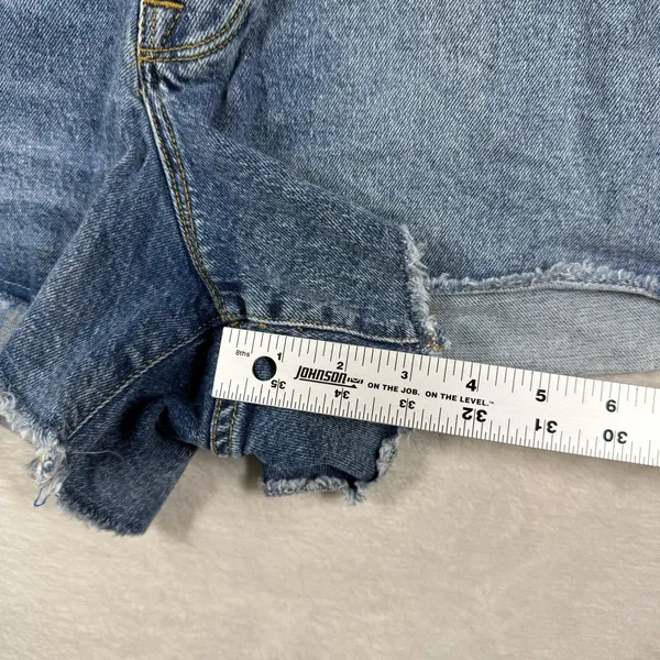 Good‎ American High Rise Distressed Denim Cut Off Shorts Blue Size 20 GB002T - Image 5