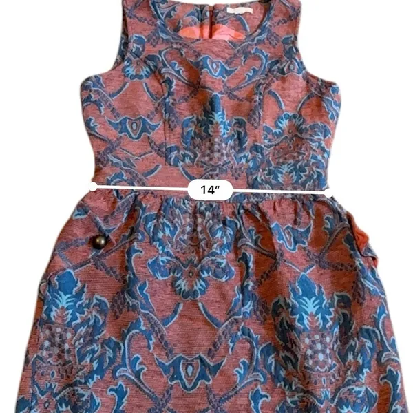 Anthropologie Tulle Structured Tapestry Scoop Neck Mini Dress Sz S - Image 9