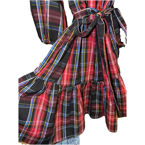 Draper James RSVP Tiered Red And Black Christmas Dress With‎ Bow - Image 6