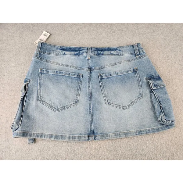 NWT RSQ TILLY'S DENIM JEAN Micro MINI SKIRT Pocket‎ Buckles Faded Wash Stretch - Image 6