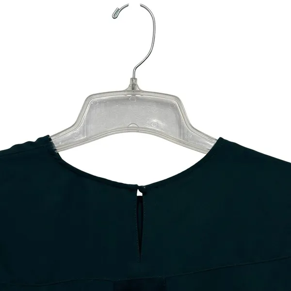 J Crew 365 Dark Emerald Green Evergreen Jewel Tone Pleated Front Blouse‎ Small - Image 5