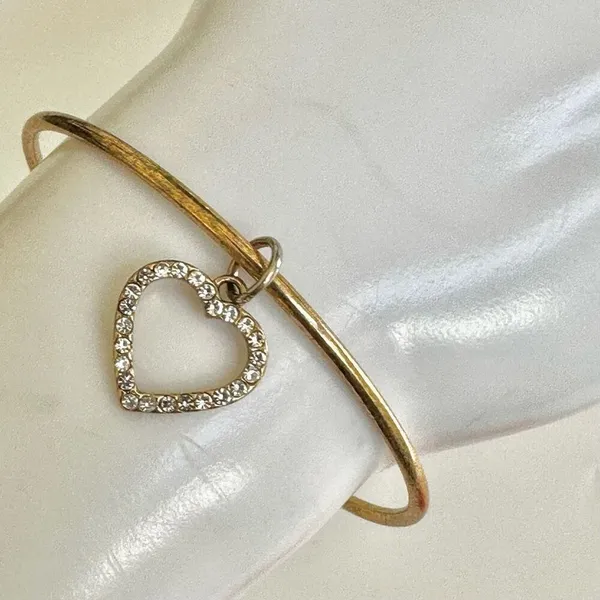 Hard Rock Cafe rhinestone heart bangle bracelet - Image 2