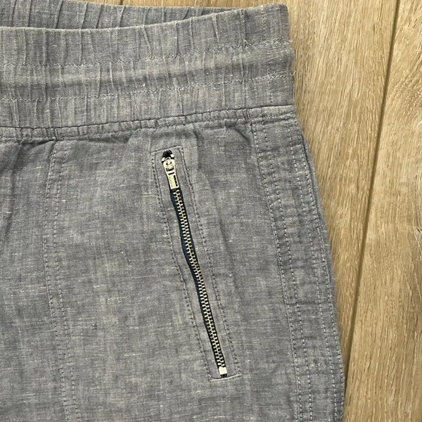 ATHLETA Cabo 100% Linen Wide Leg Pant Women Size 4 Tall Zip Pockets Drawstring - Image 4