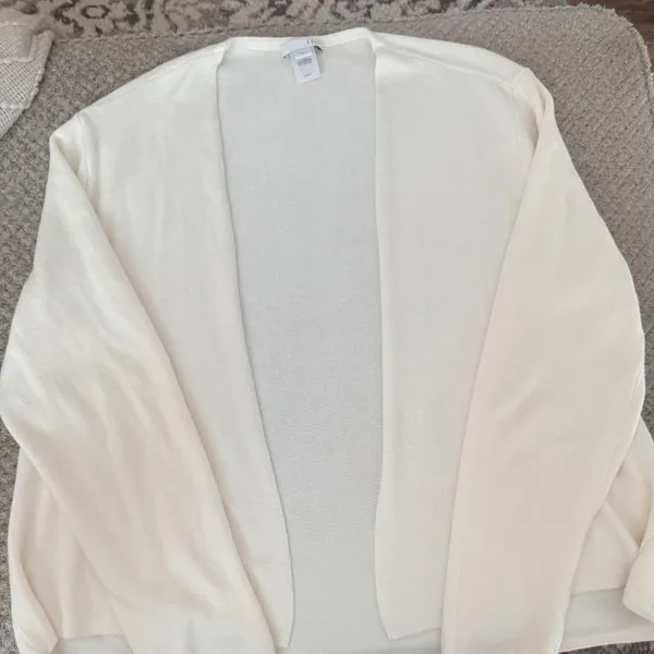J.Jill Ivory Open Front Knit Cardigan Sweater Size Medium - Image 3