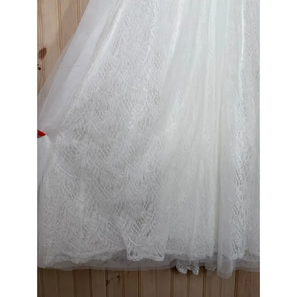 Lulus Blissful Forever White Tulle Lace Strapless Pleated Wedding Dress Small - Image 5